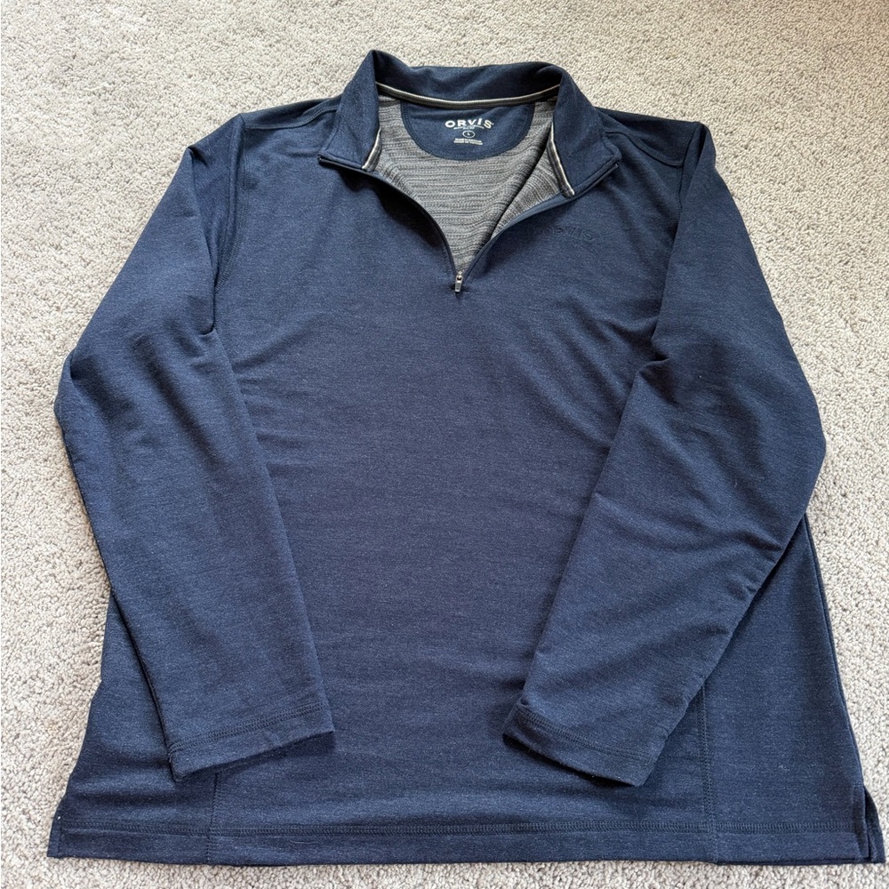 Mens Orvis Dark Blue Half-Zip Pullover